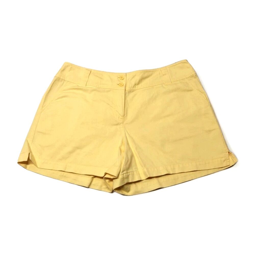 New York Company Women Shorts Size 12 Yellow Khaki Pockets Comfy Mom 90s Y2k GUC